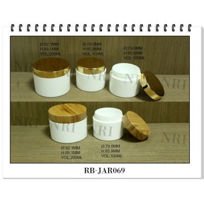 200ML,150ML,100ML bamboo cream jar, plastic jar with bamboo lid