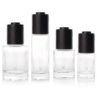 15 30 50ml  round empty thick wall glass essential oil serum foundation dropper bottle with 18-415 bamboo pressing cap